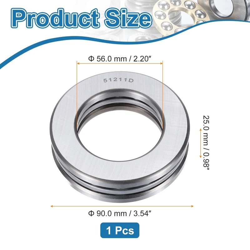 51211D Thrust Ball Bearing, Axial Ball Bearing 56x90x25mm