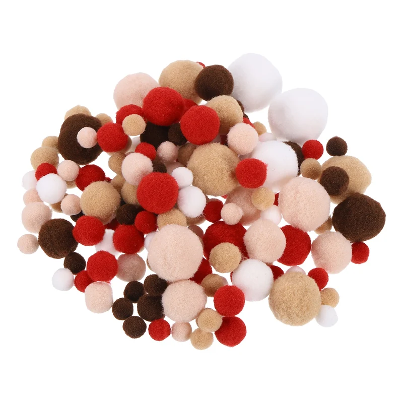 Pom Felt Balls Fabric 1-3cm 10-30mm Brown Khaki White for Craft DIY 130 Pcs