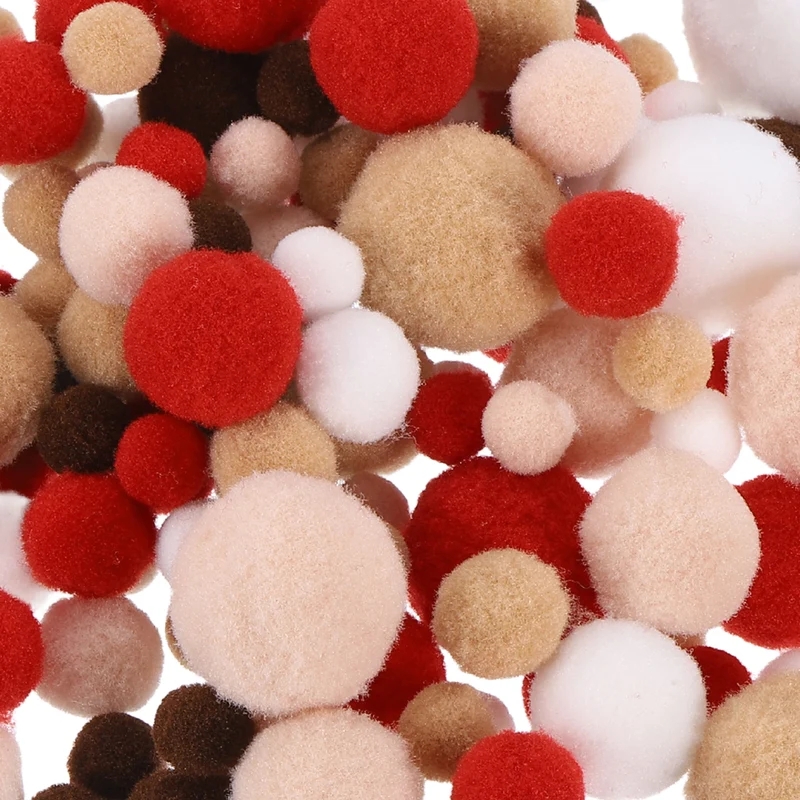 Pom Felt Balls Fabric 1-3cm 10-30mm Brown Khaki White for Craft DIY 130 Pcs
