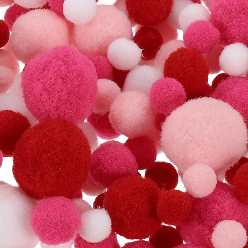 Pom Felt Balls Fabric 1-3cm 10-30mm Red White for Craft Project DIY 130 Pcs