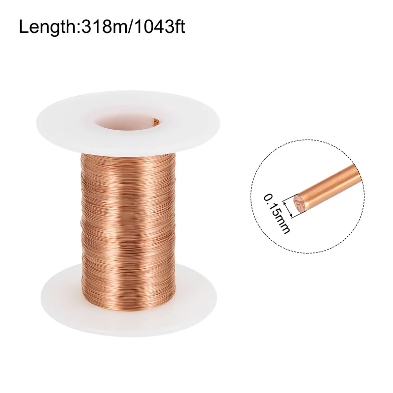 0.15mm Magnet Wire 1043ft Enameled Magnet Winding Copper Wire 50g,Brown