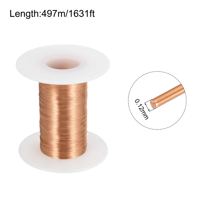0.12mm Magnet Wire 1631ft Enameled Magnet Winding Copper Wire 50g,Brown