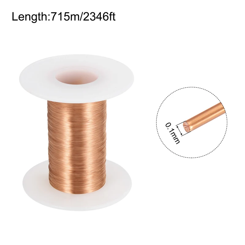 0.1mm Magnet Wire 2346ft Enameled Magnet Winding Copper Wire 50g,Brown