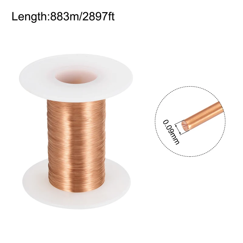 0.09mm Magnet Wire 2897ft Enameled Magnet Winding Copper Wire 50g,Brown