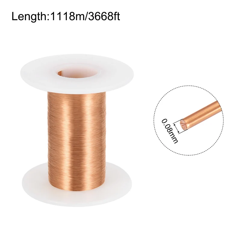 0.08mm Magnet Wire 3668ft Enameled Magnet Winding Copper Wire 50g,Brown