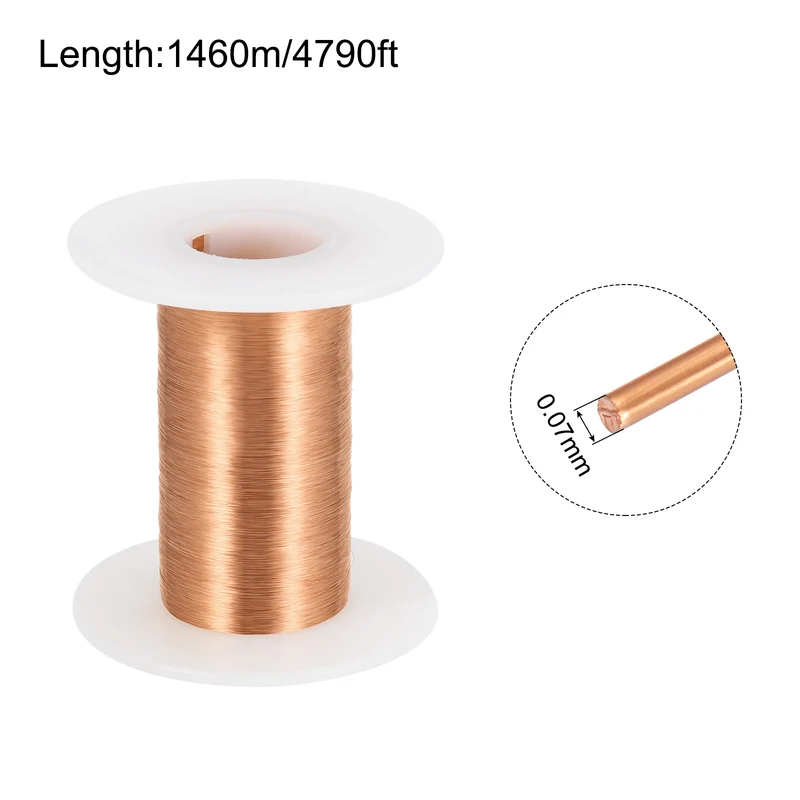 0.07mm Magnet Wire 4790ft Enameled Magnet Winding Copper Wire 50g,Brown