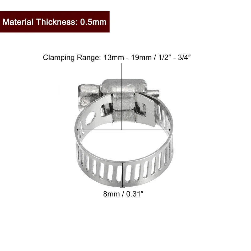 Worm Gear Hose Clamp 24pcs 1/2"-3/4" Adjustable Stainless Steel Clamp Duct Clamp