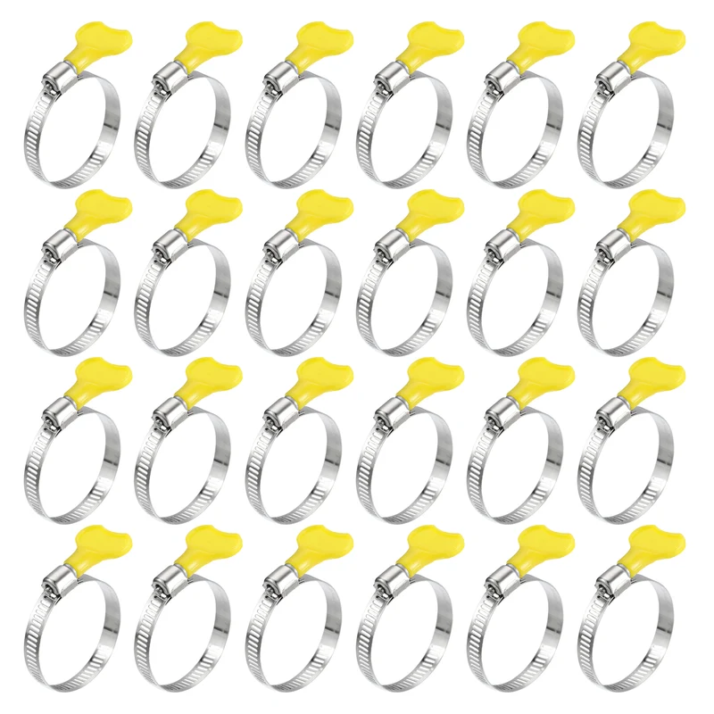 Worm Gear Hose Clamp 24pcs 1 1/4"-1 3/4" Key Type Adjustable Clamp
