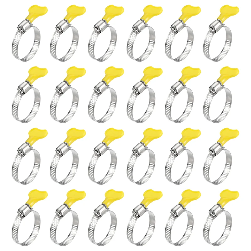 Worm Gear Hose Clamp 24pcs 1"-1 1/2" Key Type Adjustable Stainless Steel Clamp