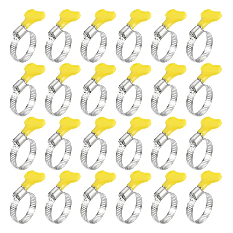 Worm Gear Hose Clamp 24pcs 3/4"-1 1/4" Key Type Adjustable Stainless Steel Clamp