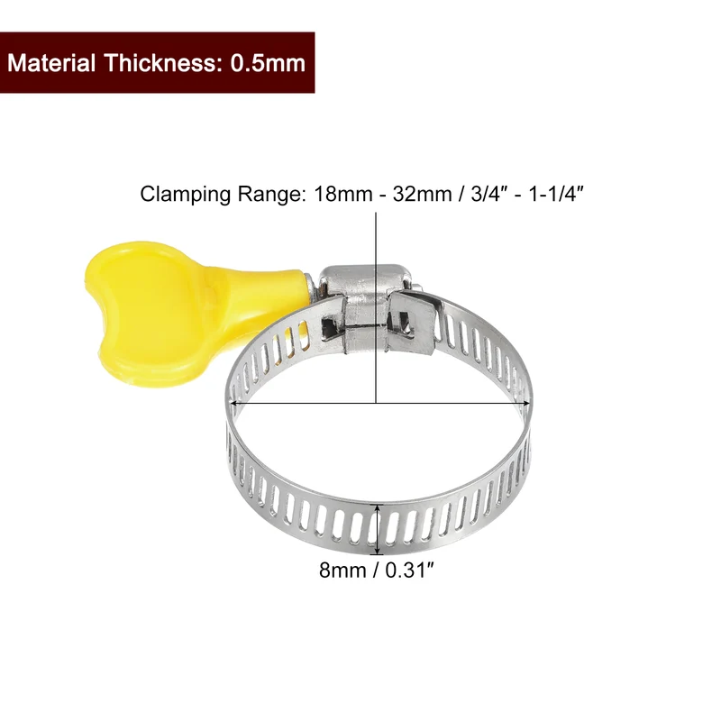 Worm Gear Hose Clamp 24pcs 3/4"-1 1/4" Key Type Adjustable Stainless Steel Clamp