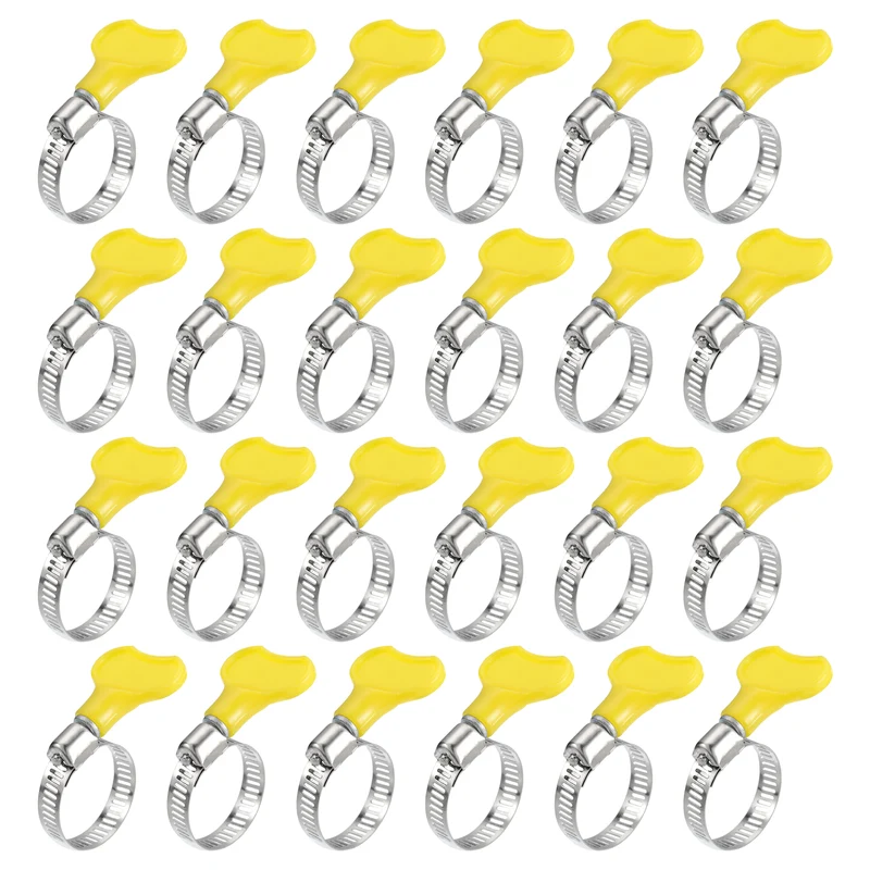 Worm Gear Hose Clamp 24pcs 3/4"-1 1/8" Key Type Adjustable Stainless Steel Clamp