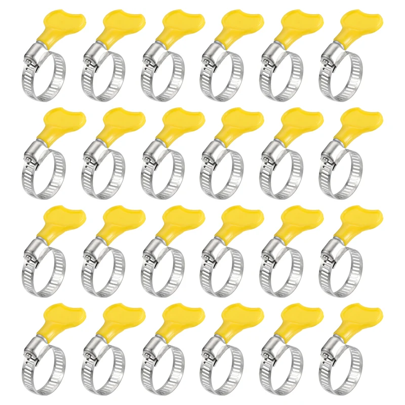 Worm Gear Hose Clamp 24pcs 5/8"-1" Key Type Adjustable Stainless Steel Clamp