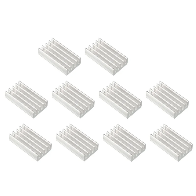 Aluminum Heatsink Cooler Circuit Board Cooling Fin Silver Tone 20mmx11mmx5mm 10Pcs for Led Semiconductor Integrated Circuit Device