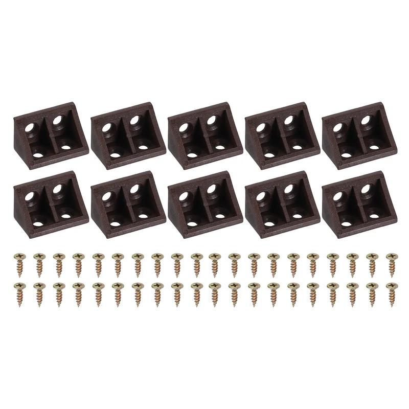 30Pcs 1.3"x0.8"x0.8" Plastic Corner Braces L-Shape Shelf Support Brace Brown