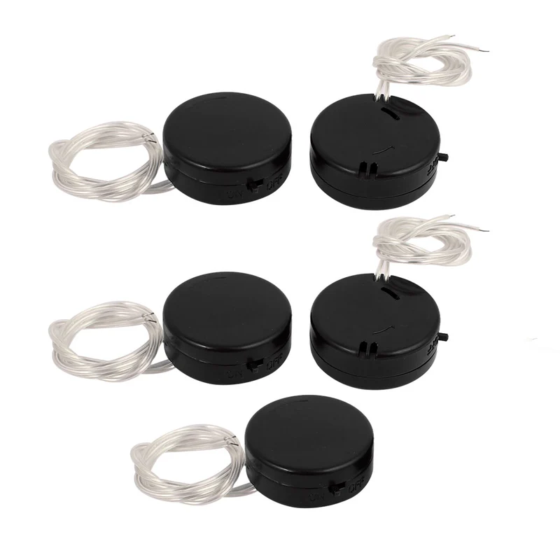2 x 3V Coin Cell Button Battery Holder Case Storage w Switch Black 5pcs