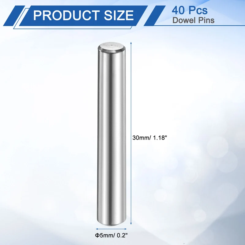 40 Pcs 5 mm x 30 mm Dowel Pins 316L Stainless Steel Shelf Support Peg Pin