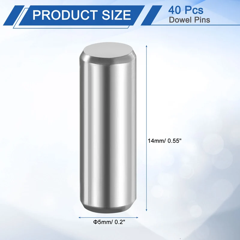 40 Pcs 5 mm x 14 mm Dowel Pins 316L Stainless Steel Shelf Support Peg Pin