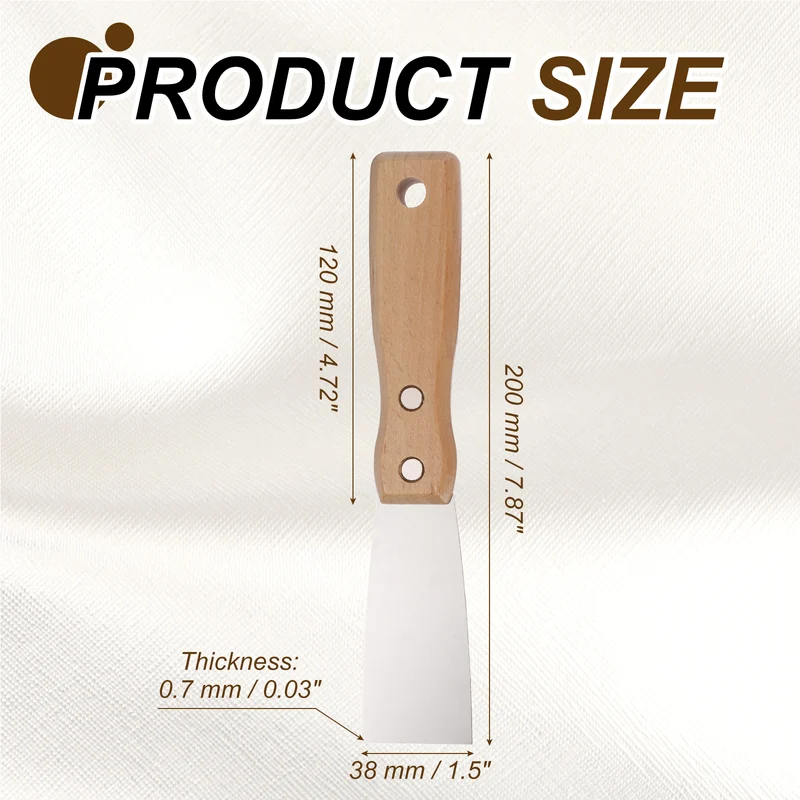 5Pcs 1" Putty Knife Wooden Handle Stainless Steel Taping Knife, Wood(38mm)