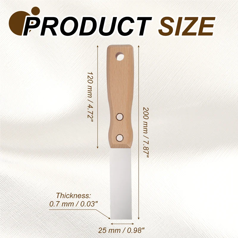 3Pcs 1" Putty Knife Wooden Handle Stainless Steel Taping Knife, Wood(25mm)