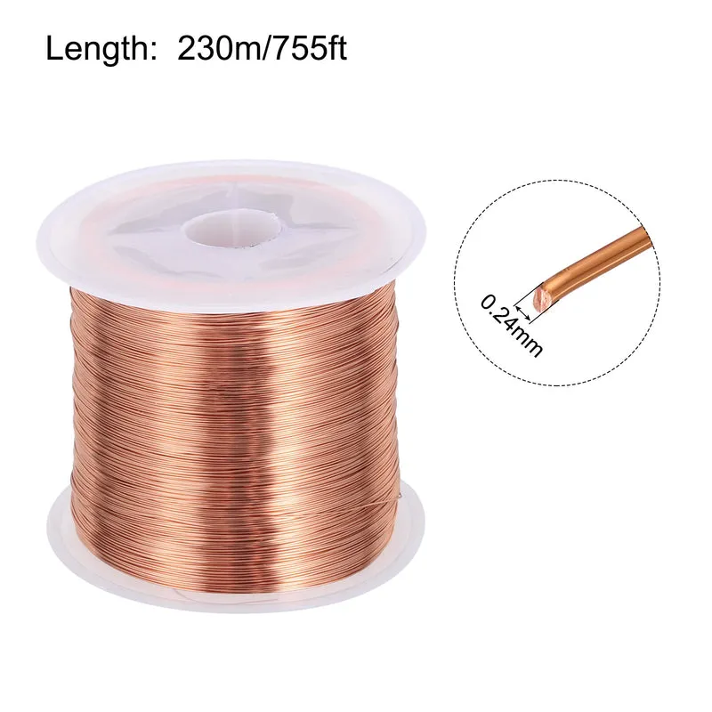 0.24mm Magnet Wire 755ft Enameled Copper Wire Enameled Magnet Winding Wire 100g