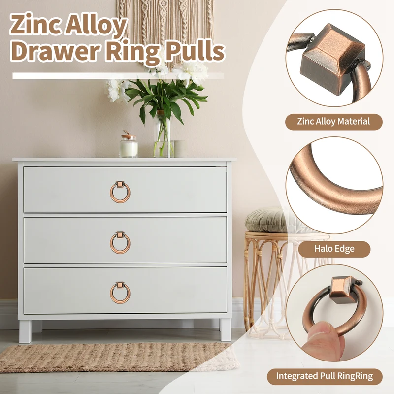 6Pack 1.42" Zinc Alloy Drawer Ring Pull Handles for Cupboard Red