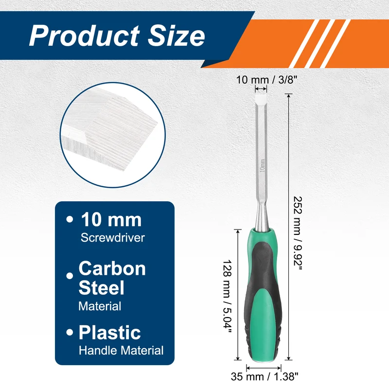 2pcs 3/8" Steel Wood Chisel Beveled Edge Blade Flat Chisel with Handle Green