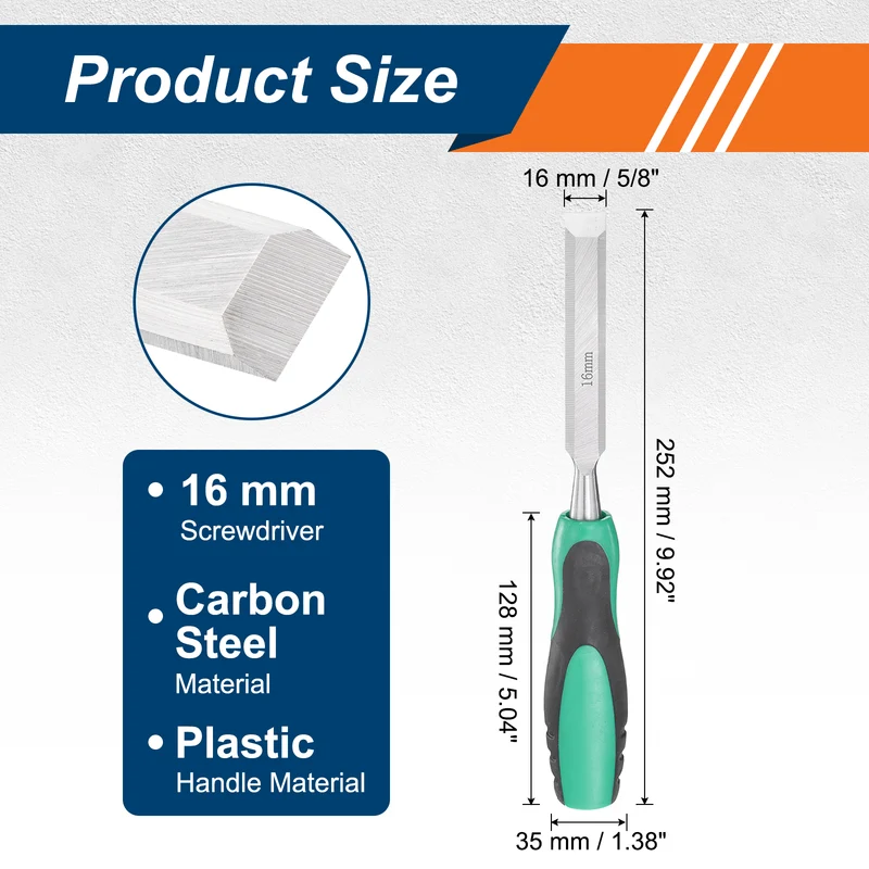 5/8" Steel Wood Chisel Beveled Edge Blade Flat Chisel with Handle Green