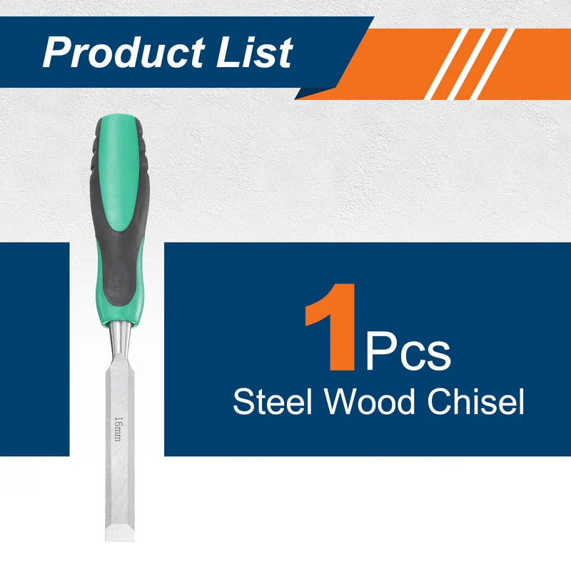 5/8" Steel Wood Chisel Beveled Edge Blade Flat Chisel with Handle Green