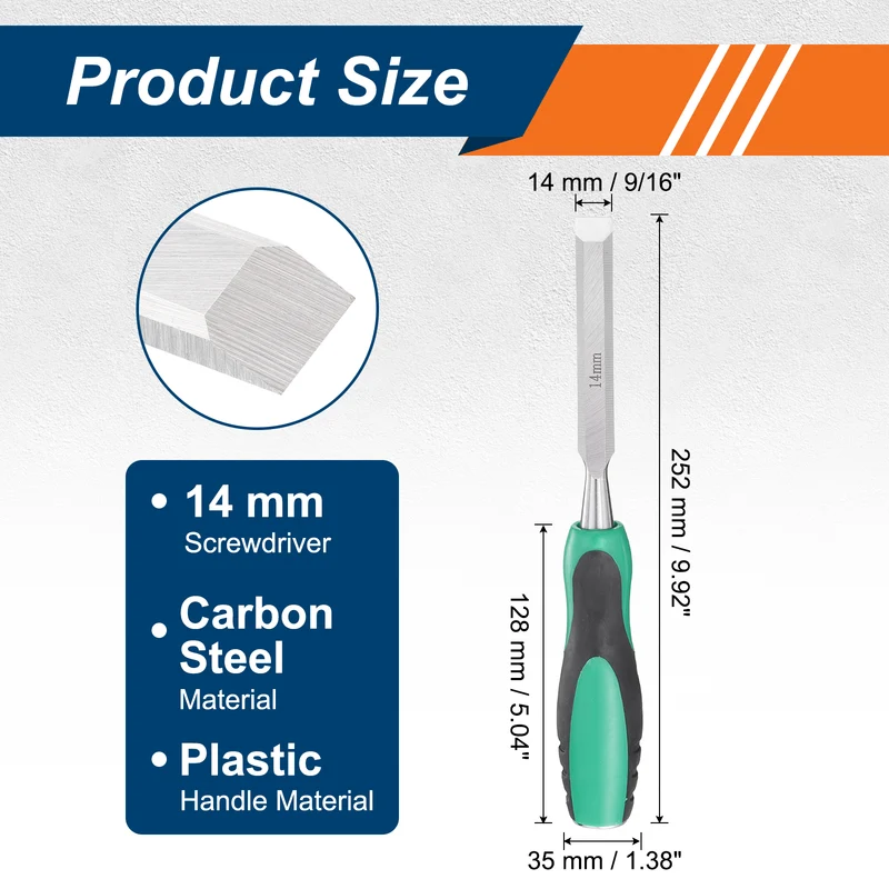 9/16" Steel Wood Chisel Beveled Edge Blade Flat Chisel with Handle Green
