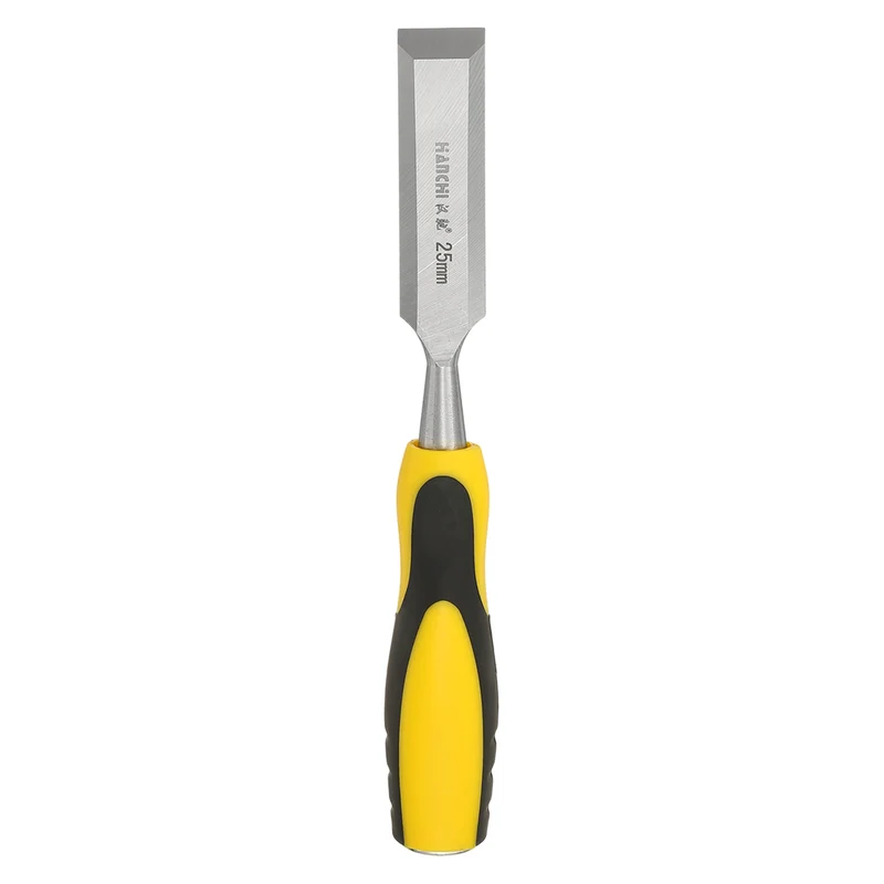 1" Steel Wood Chisel Blade Wood Working Flat Chisel with Handle Yellow