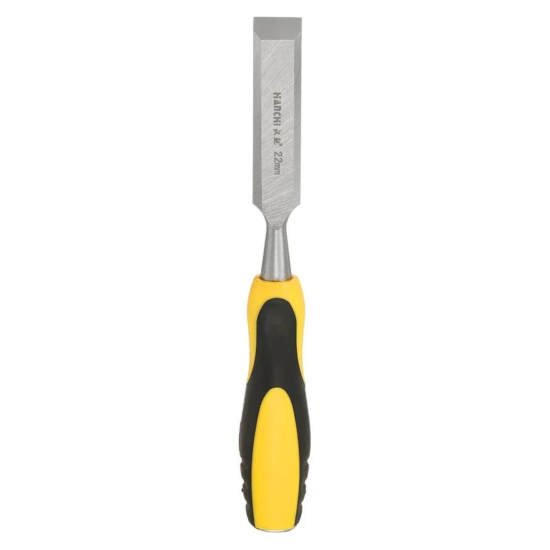 7/8" Steel Wood Chisel Blade Wood Working Flat Chisel with Handle Yellow