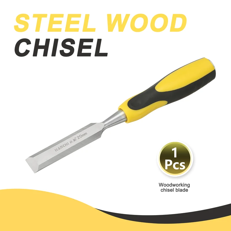 13/16" Steel Wood Chisel Blade Wood Working Flat Chisel with Handle Yellow