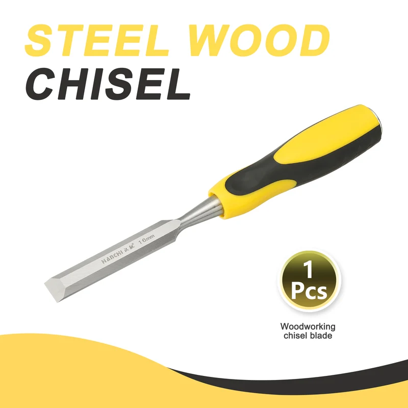 5/8" Steel Wood Chisel Blade Wood Working Flat Chisel with Handle Yellow