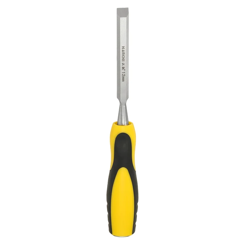 1/2" Steel Wood Chisel Blade Wood Working Flat Chisel with Handle Yellow