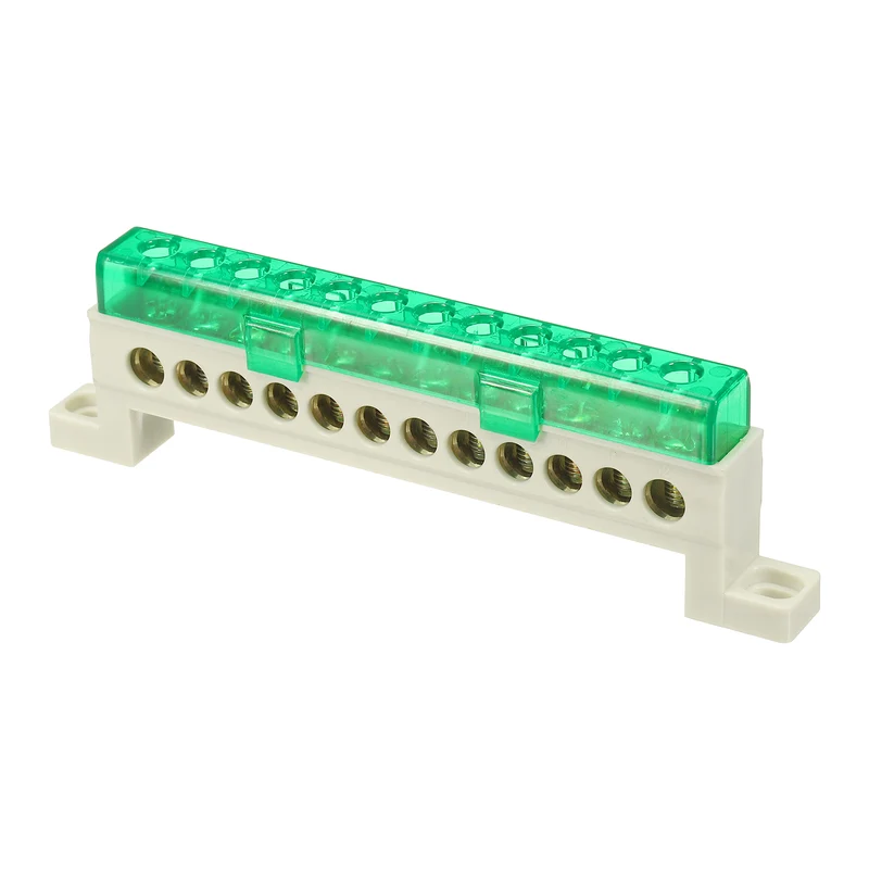 Terminal Ground Bar, 12 Positions 7x11mm Ground Block for Electrical, Green