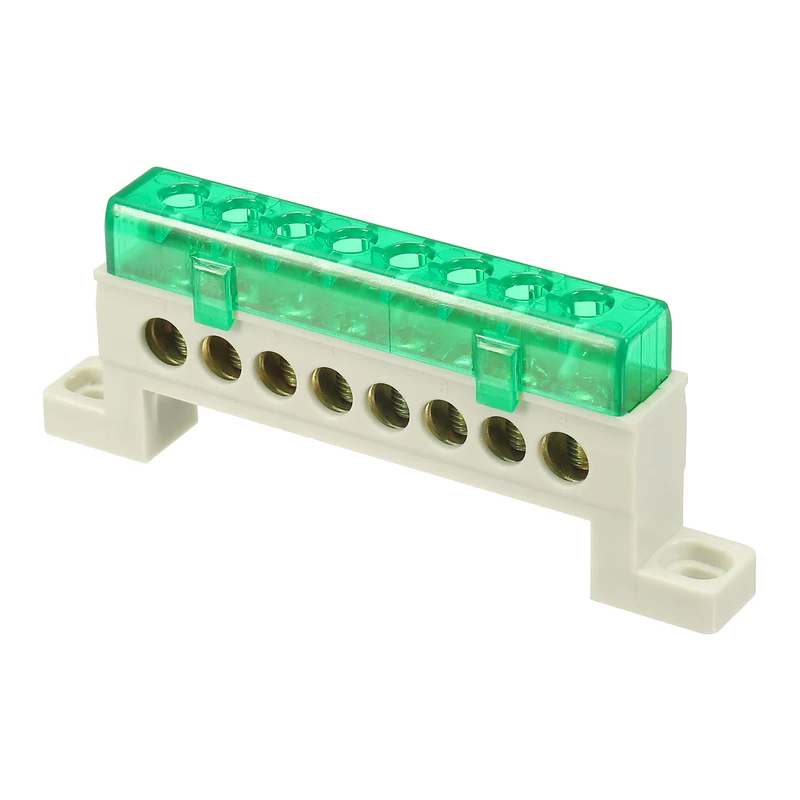 Terminal Ground Bar, 8 Positions 7x11mm Ground Block for Electrical, Green