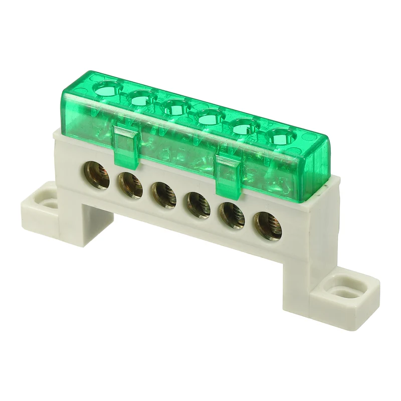 Terminal Ground Bar, 6 Positions 7x11mm Ground Block for Electrical, Green