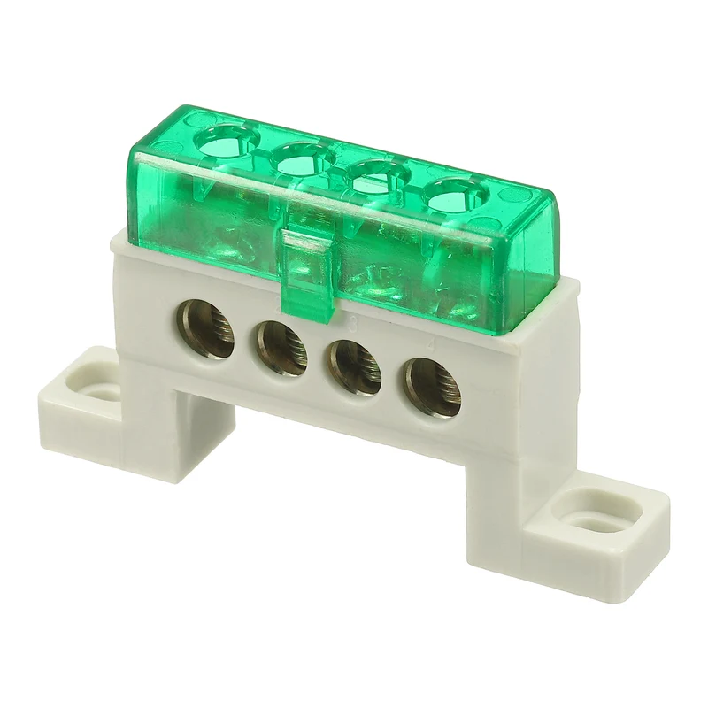 Terminal Ground Bar, 4 Positions 7x11mm Ground Block for Electrical, Green