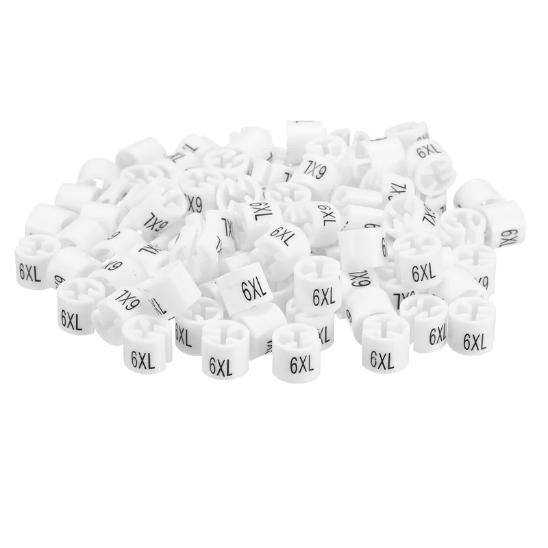 160pcs Clothes Hanger Markers 6XL Size Tags Fit 3.5mm Rod Garment White