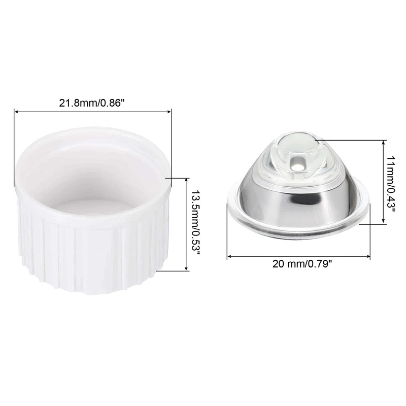 20mm LED Lens 20 Degree with Plastic Holder, 8 Set Acrylic Optical Lenses for 1W 3W High Power LED Light, White/Transparent