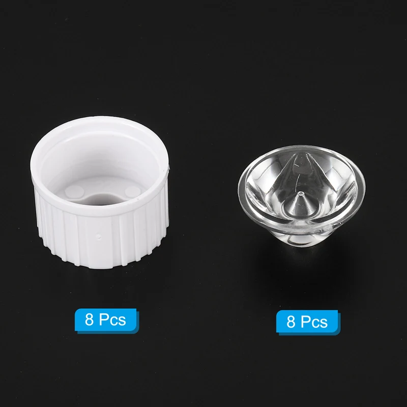 20mm LED Lens 5 Degree with Plastic Holder, 8 Set Acrylic Optical Lenses for 1W 3W High Power LED Light, White/Transparent