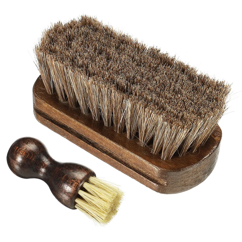 Horsehair Shoes Brush 2Pack Mini Polish Daubers for Leather Boots Cloth, Brown