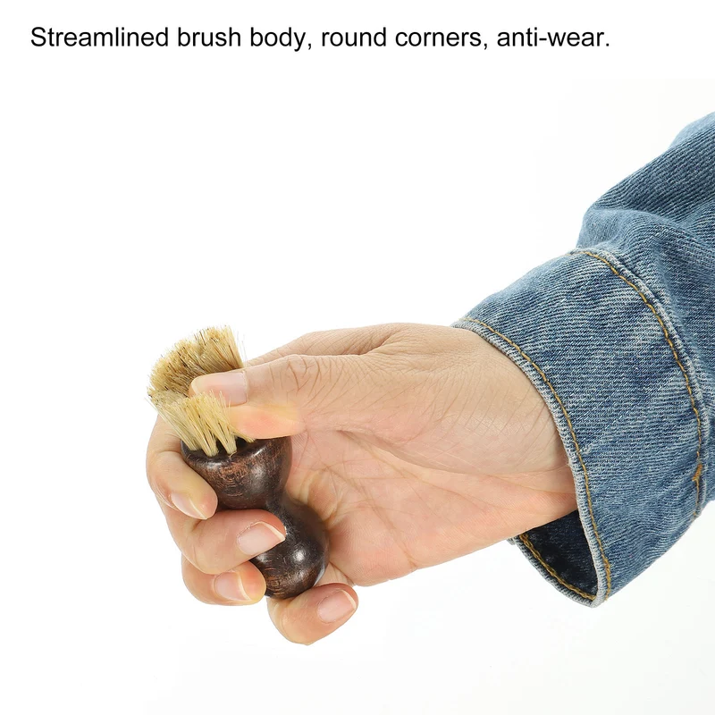 Horsehair Shoes Brush 2Pack Mini Polish Daubers for Leather Boots Cloth, Brown