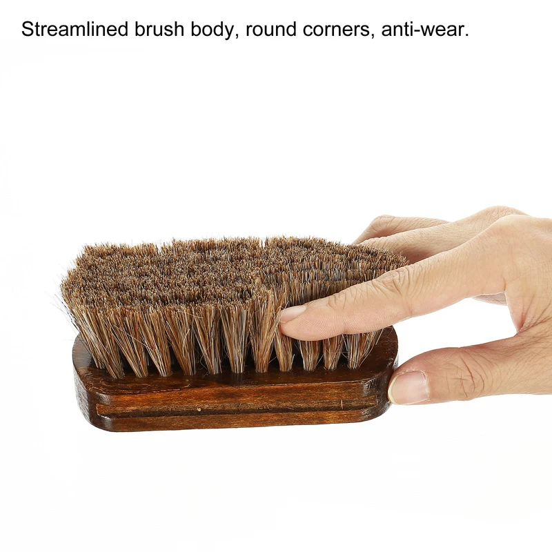 Horsehair Shoes Brush 2Pack Mini Polish Daubers for Leather Boots Cloth, Brown