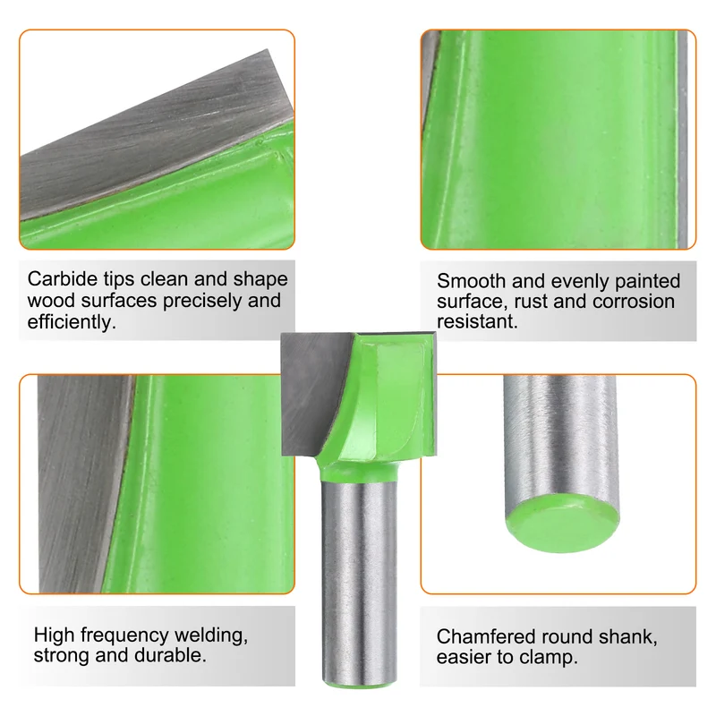 2pcs Bottom Cleaning Router Bits 1/2" Shank 1-1/32" x 25/32" Cut Carbide Tipped