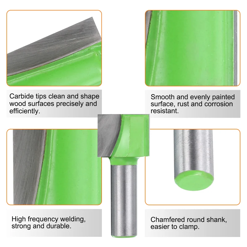 2pcs Bottom Cleaning Router Bits 1/2" Shank 1" x 25/32" Cut Carbide Tipped