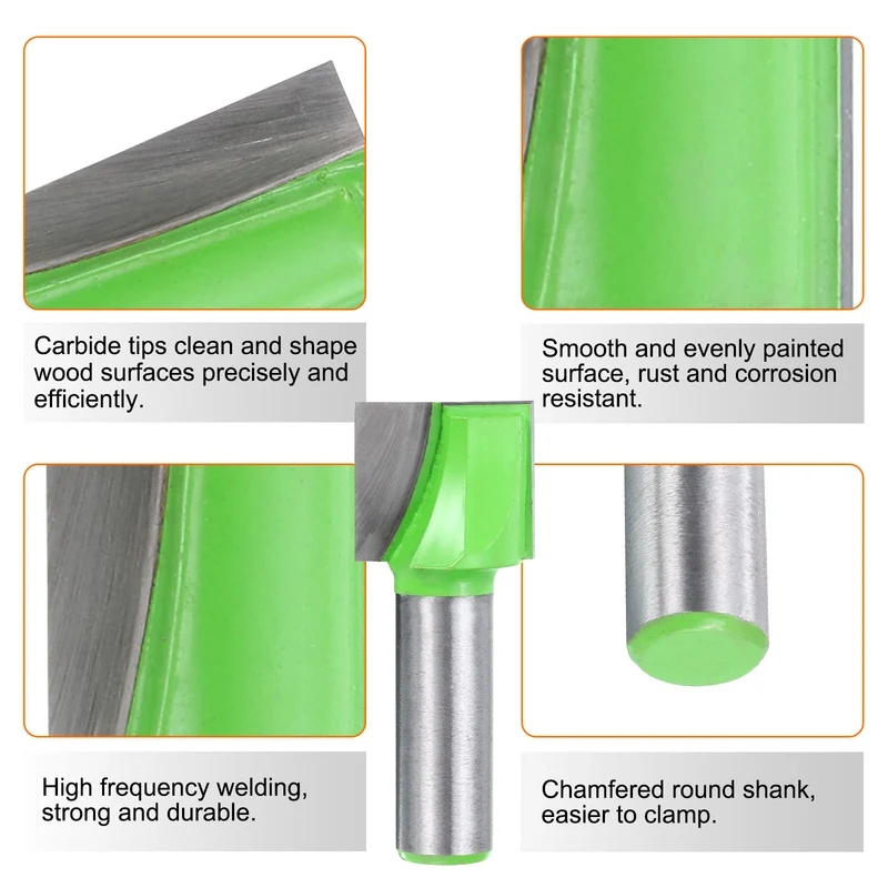 2pcs Bottom Cleaning Router Bits 1/2" Shank 29/32" x 25/32" Cut Carbide Tipped