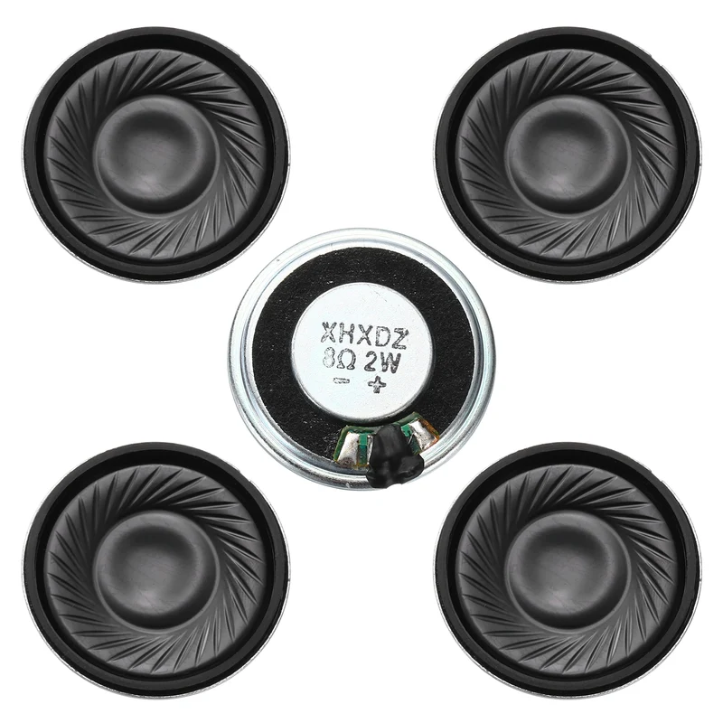 5Pcs 8 Ohm 2W 30mm Dia Round Micro Speaker Iron Shell Black