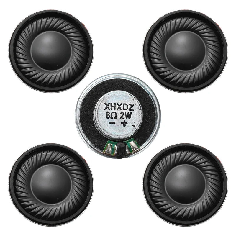 5Pcs 8 Ohm 2W 28mm Dia Round Micro Speaker Iron Shell Black